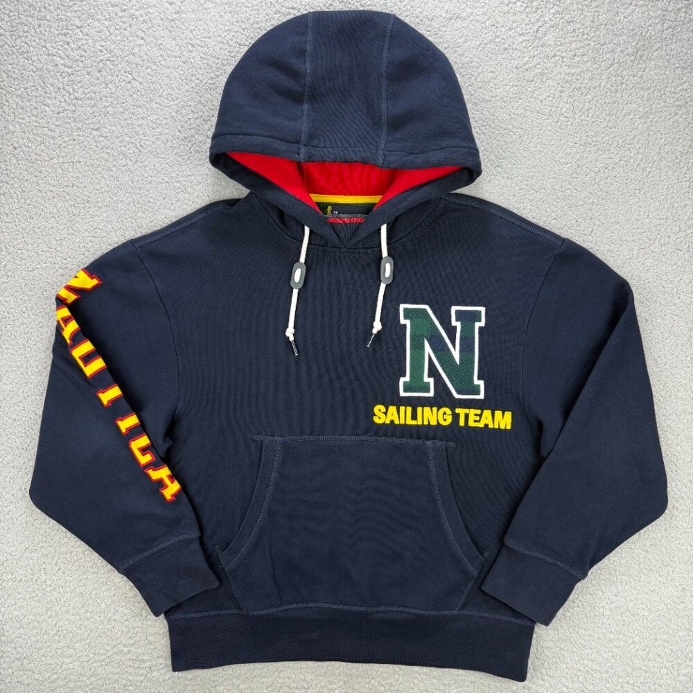 Nautica Lil Yachty Hoodie Men Small S Navy Blue Sailing Team Fleece Sweatshirt 2